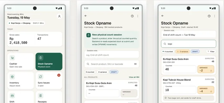 Alur stock opname di ponsel (rancangan)